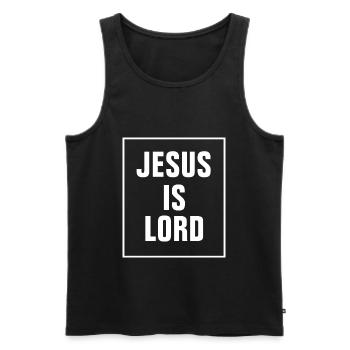 Jésus est Seigneur - chrétien - Débardeur bio Premium Homme - noir - Devant - Michal (187cm)