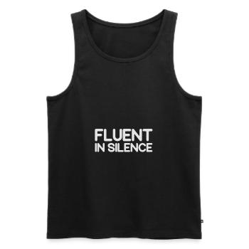 Fluent In Silence / Social maladroit / Introverti - Débardeur bio Premium Homme - noir - Devant - AI Model Male 178 light (178cm)