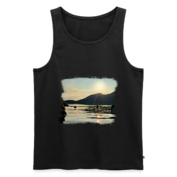 Sonnenaufgang & Tegernsee - Männer Premium Bio Tank Top - Schwarz - Vorne - AI Model Male 178 light (178cm)