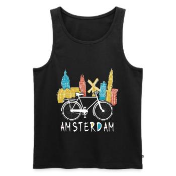 Vacances à vélo à Amsterdam - Débardeur bio Premium Homme - noir - Devant - AI Model Male 178 light (178cm)