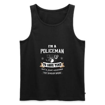 Officier de police clignotant cadeau de lumière bleue - Débardeur bio Premium Homme - noir - Devant - AI Model Male 178 light (178cm)