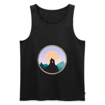 Travel - Männer Premium Bio Tank Top - Schwarz - Vorne - AI Model Male 178 light (178cm)