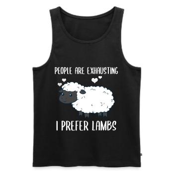 People Are Exhausting I Prefer Lambs Sheep - Männer Premium Bio Tank Top - Schwarz - Vorne - AI Model Male 178 light (178cm)