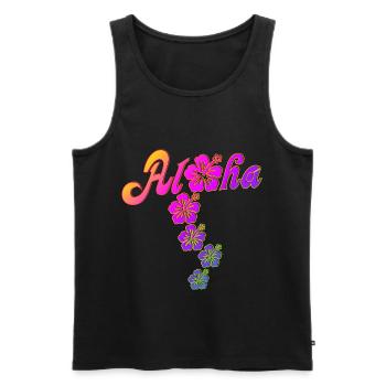 Aloha Hibiscus Blossoms - remplissage coloré - Débardeur bio Premium Homme - noir - Devant - Michal (187cm)