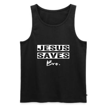 Jésus-Christ sauve Frère. Cadeau pour les chrétiens - Débardeur bio Premium Homme - noir - Devant - Michal (187cm)