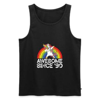 Raimbow Unicorn Dabbing né en 1990 - Débardeur bio Premium Homme - noir - Devant - Michal (187cm)