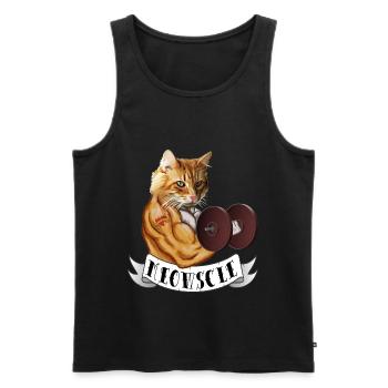 Meowscle Muscle Gym Gym Training Workou - Débardeur bio Premium Homme - noir - Devant - AI Model Male 178 light (178cm)