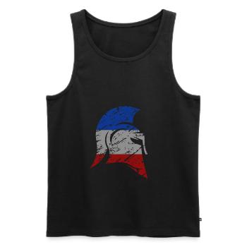 Spartanischer Helm blau weiß rot Frankreich Spartan - Männer Premium Bio Tank Top - Schwarz - Vorne - AI Model Male 178 light (178cm)