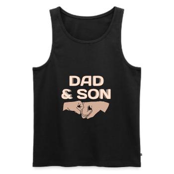 Vater Sohn Kind Dad Baby Dad Son Familie Vatertag - Männer Premium Bio Tank Top - Schwarz - Vorne - Michal (187cm)