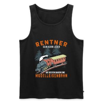 Modelleisenbahn Modellbauer Rentner Dampflok - Männer Premium Bio Tank Top - Schwarz - Vorne - Michal (187cm)