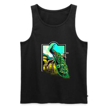 Pfau, Vogel Pfauenfeder Vogelart - Männer Premium Bio Tank Top - Schwarz - Vorne - AI Model Male 178 light (178cm)