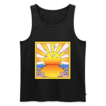 Kalifornien Orange Sunshine LSD Blotter - Männer Premium Bio Tank Top - Schwarz - Vorne - AI Model Male 178 light (178cm)