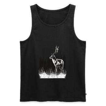 Hirsch bei Nacht, Jagd Jäger Fotograf Natur - Männer Premium Bio Tank Top - Schwarz - Vorne - Michal (187cm)