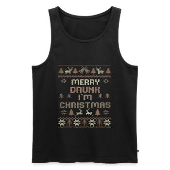 Merry Drunk Ugly Christmas Sweater trinken - Männer Premium Bio Tank Top - Schwarz - Vorne - Michal (187cm)