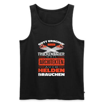 Trockenbauer Held, Handwerker Monteur Trockenbau - Männer Premium Bio Tank Top - Schwarz - Vorne - Michal (187cm)