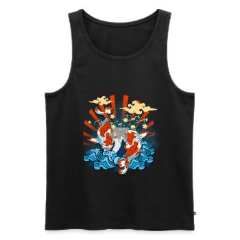 Poisson rouge carpe koi Japon - Débardeur bio Premium Homme - noir - Devant - AI Model Male 178 light (178cm)