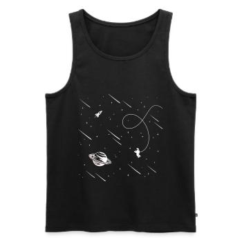 Espace astronaute planète fusée espace - Débardeur bio Premium Homme - noir - Devant - Michal (187cm)