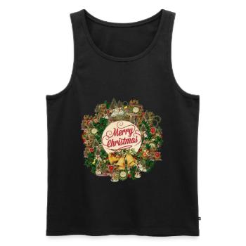 Merry Christmas Wreath. Traditional. Victorian. - Men's Premium Organic Tank Top - black - Front - Michal (187cm)