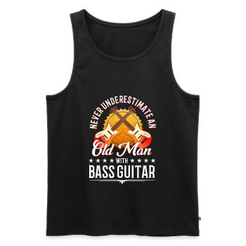 Bassist Bass Gitarre Alter Mann Opa - Männer Premium Bio Tank Top - Schwarz - Vorne - Michal (187cm)