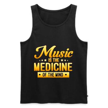 La musique est la vie - La musique est un médicament pour l'âme - Débardeur bio Premium Homme - noir - Devant - Michal (187cm)
