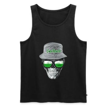 Sachsen Skull - Männer Premium Bio Tank Top - Schwarz - Vorne - Michal (187cm)