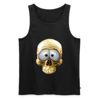 lustiger Totenkopf - Männer Premium Bio Tank Top - Schwarz - Vorne - AI Model Male 178 light (178cm)