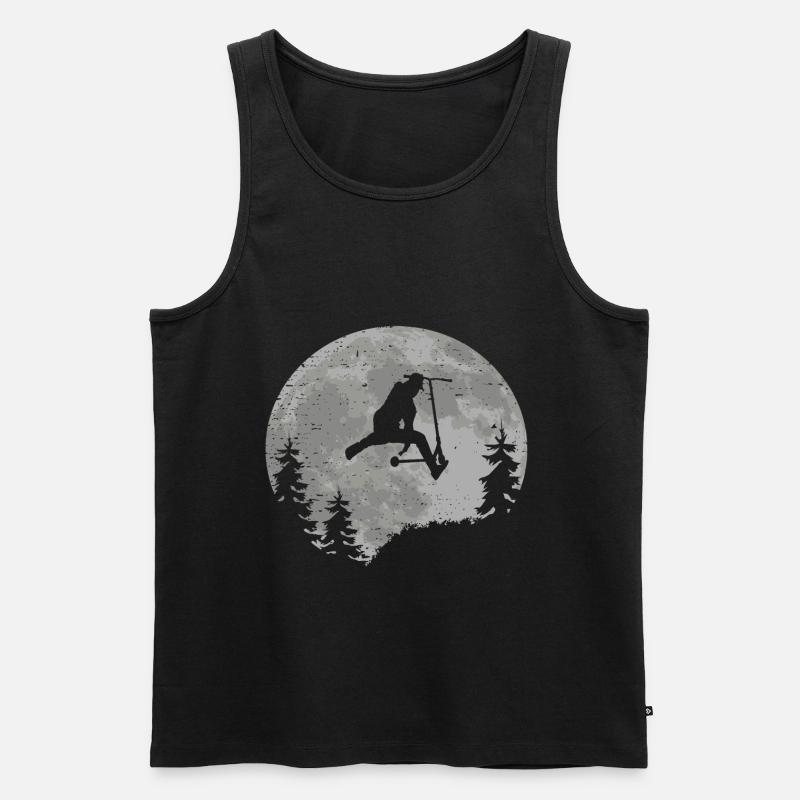 Scooter Mond Vollmond Geschenkidee Skatepark - Männer Premium Bio Tank Top - Schwarz