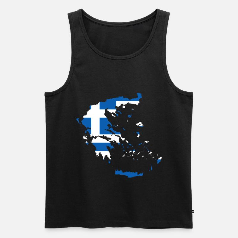 Greece flag gift idea map - Men's Premium Organic Tank Top - black