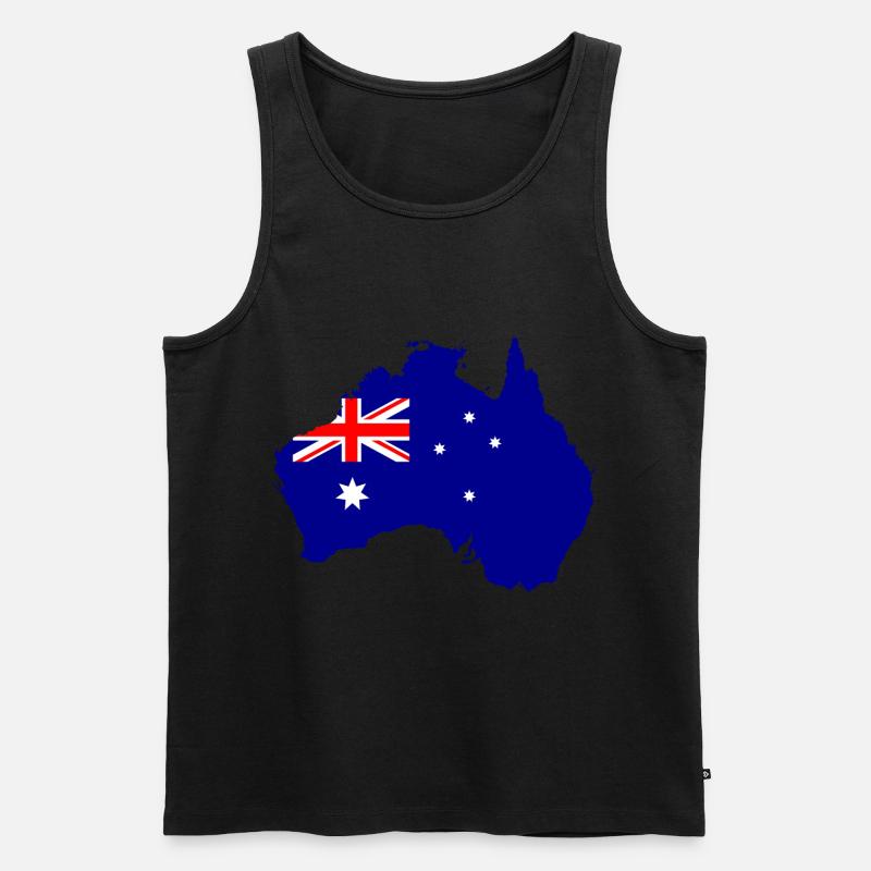Carte d'idée cadeau drapeau Australie - Débardeur bio Premium Homme - noir