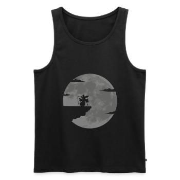 Idée cadeau batterie batteur pleine lune - Débardeur bio Premium Homme - noir - Devant - Michal (187cm)