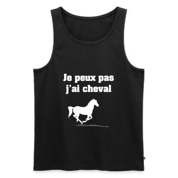 JE PEUX PAS J'AI CHEVAL - Débardeur bio Premium Homme - noir - Devant - Michal (187cm)