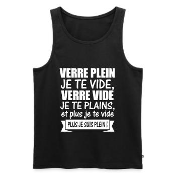 VERRE PLEIN JE TE VIDE VERRE VIDE JE TE PLAINS - Débardeur bio Premium Homme - noir - Devant - AI Model Male 178 light (178cm)