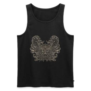 Engraved Bali Smile - Men's Premium Organic Tank Top - black - Front - AI Model Male 178 light (178cm)
