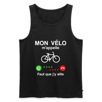 MON VÉLO M'APPELLE FAUT QUE J'Y AILLE - Débardeur bio Premium Homme - noir - Devant - Michal (187cm)