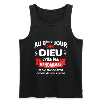 AU 8ème JOUR DIEU CRÉA LES GENDARMES - Débardeur bio Premium Homme - noir - Devant - Michal (187cm)