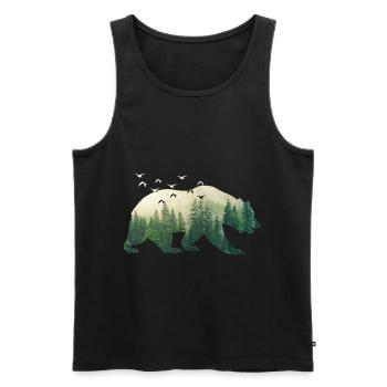 Ours conservation sauvage forêt oiseaux - Débardeur bio Premium Homme - noir - Devant - AI Model Male 178 light (178cm)