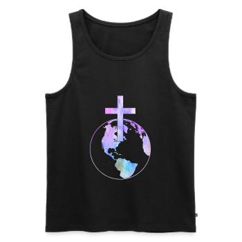 Jesus Shirt Gott Kirche Christentum - Männer Premium Bio Tank Top - Schwarz - Vorne - AI Model Male 178 light (178cm)