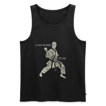 joueur de karaté - Débardeur bio Premium Homme - noir - Devant - Michal (187cm)
