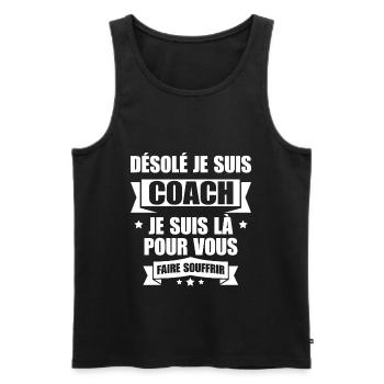 DÉSOLÉ JE SUIS COACH - Débardeur bio Premium Homme - noir - Devant - Michal (187cm)