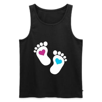 Bébé pieds parents enfant en bas âge fils enceinte - Débardeur bio Premium Homme - noir - Devant - AI Model Male 178 light (178cm)