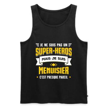 MENUISIER SUPER-HÉROS - Débardeur bio Premium Homme - noir - Devant - Michal (187cm)