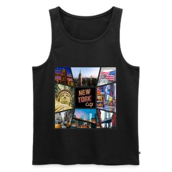 New York City ÉTATS-UNIS Amérique Skyline Ville Métropole - Débardeur bio Premium Homme - noir - Devant - Michal (187cm)