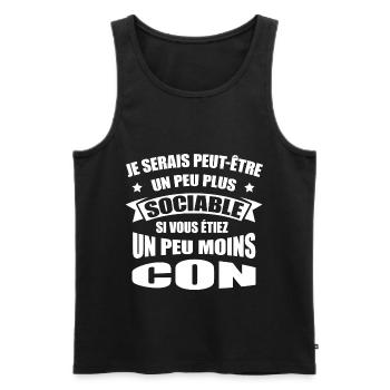 SOCIABLE AUX MOINS CONS - Débardeur bio Premium Homme - noir - Devant - Michal (187cm)