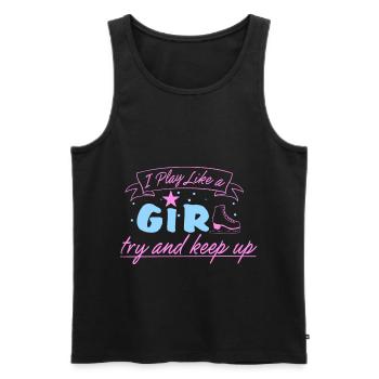 Joueur de hockey féministe Girl Power - Débardeur bio Premium Homme - noir - Devant - Michal (187cm)