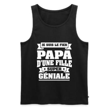 FIER PAPA D'UNE FILLE GÉNIALE - Débardeur bio Premium Homme - noir - Devant - AI Model Male 178 light (178cm)