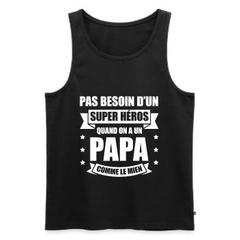 PAPA SUPER-HÉROS - Débardeur bio Premium Homme - noir - Devant - Michal (187cm)