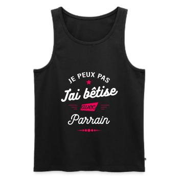 JE PEUX PAS J'AI BÊTISE AVEC PARRAIN - Débardeur bio Premium Homme - noir - Devant - Michal (187cm)