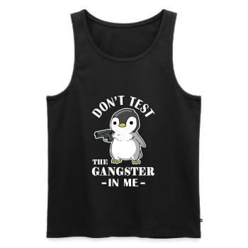 Gangster Pinguin Geschenk - Männer Premium Bio Tank Top - Schwarz - Vorne - Michal (187cm)