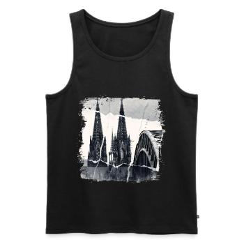 Cologne Allemagne Cologne Dom Cologne Ville Skyline - Débardeur bio Premium Homme - noir - Devant - AI Model Male 178 light (178cm)