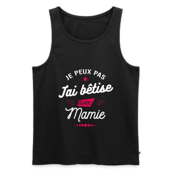 JE PEUX PAS J'AI BÊTISE AVEC MAMIE - Débardeur bio Premium Homme - noir - Devant - Michal (187cm)